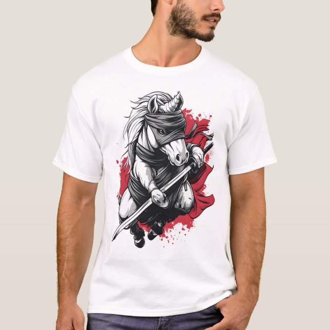 Ninja Smygande Enhörning (1) T Shirt (Framsida)