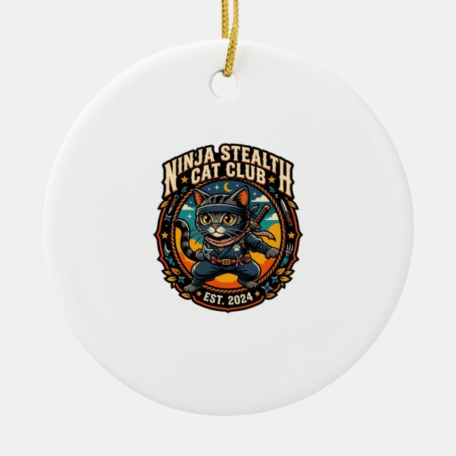 Ninja Smygkatt Kattmamma Presentidé - Ninja Smygka Julgransprydnad Keramik (Framsidan)