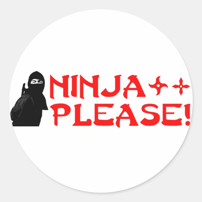 Ninja, snälla 2 runt klistermärke (Framsida)