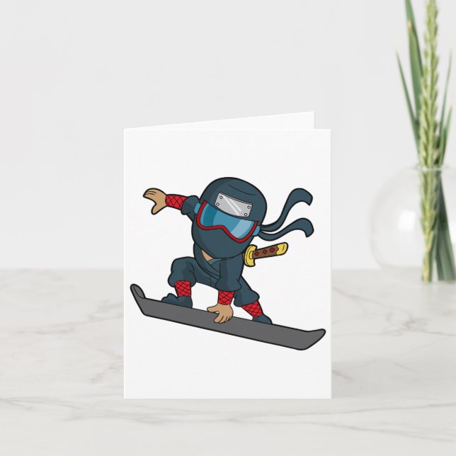 Ninja Snowboarder Snowboarding Winter Sp Kort (Framsida)