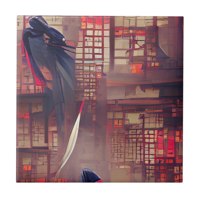 Ninja spöken fantasi Graphics abstrakt art Kakelplatta (Framsidan)