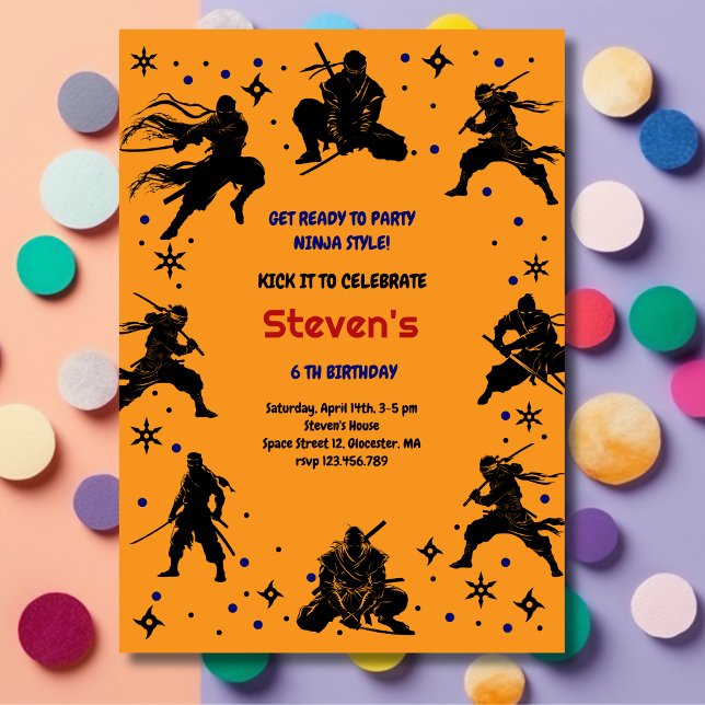 Ninja style kids birthday inbjudningar (Skapare uppladdad)