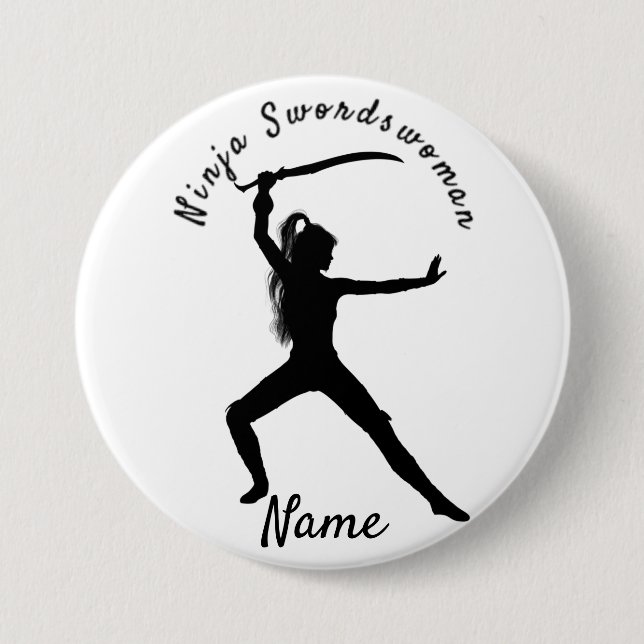 Ninja Swordswomen Silhouette Thunder_Cove Knapp (Framsida)