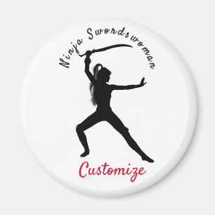 Ninja Swordswomen Silhouette Thunder_Cove Magnet