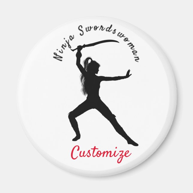 Ninja Swordswomen Silhouette Thunder_Cove Magnet (Framsidan)