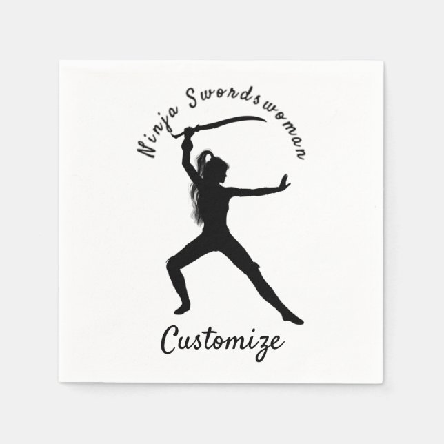Ninja Swordswomen Silhouette Thunder_Cove Pappersservett (Framsidan)