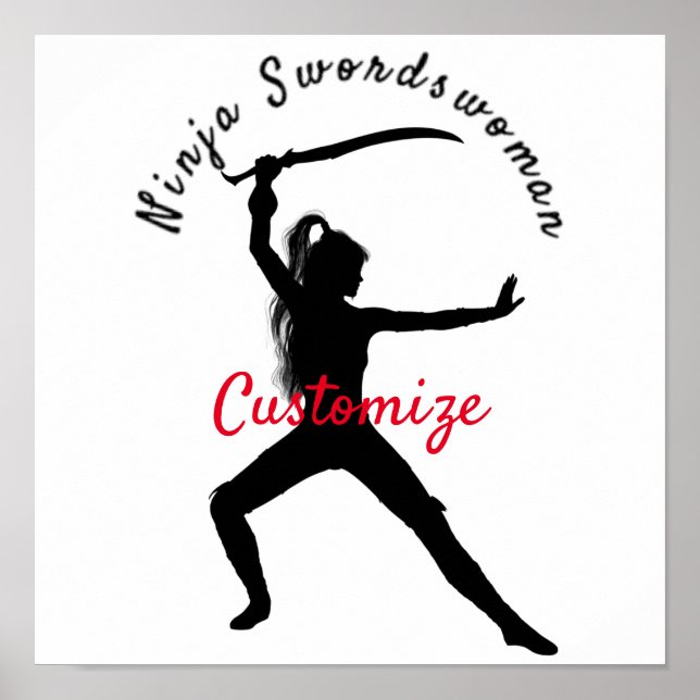 Ninja Swordswomen Silhouette Thunder_Cove Poster (Framsidan)