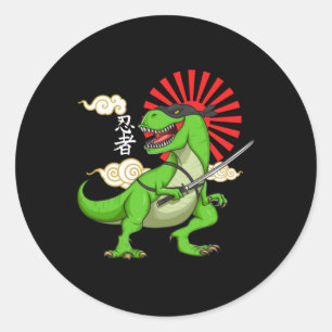 Ninja T-rex Funny Japansk Stil Art Sticker Runt Klistermärke