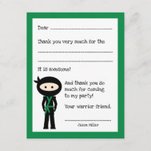 Ninja-tackkort, med byte av färg