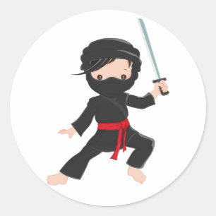 Ninja tecknad film runt klistermärke
