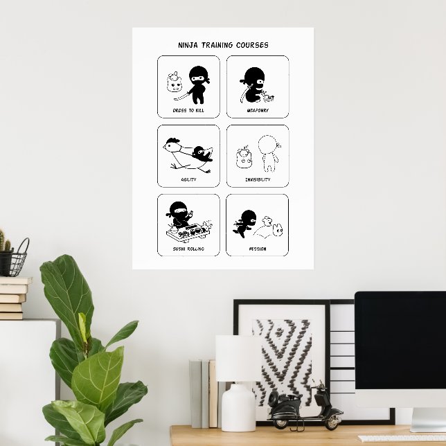Ninja Training Kurser, Anpassningsbar Färg Poster (Hemmakontoret)
