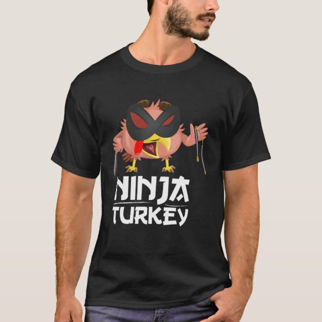 Ninja Turkiet för Vuxen & Kids Thanksgiving T Shirt (Framsida)