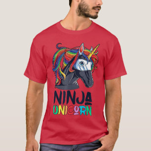 Ninja Unicorn Girls Rainbow Martial Arts Fighter T Shirt