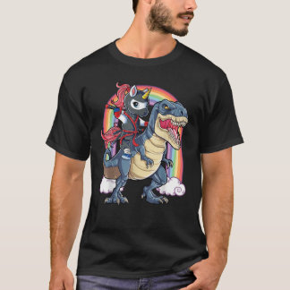 Ninja Unicorn Riding Dinosaur T rex Shirt