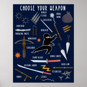 Ninja-vapen Pusselduk Canvastryck Poster