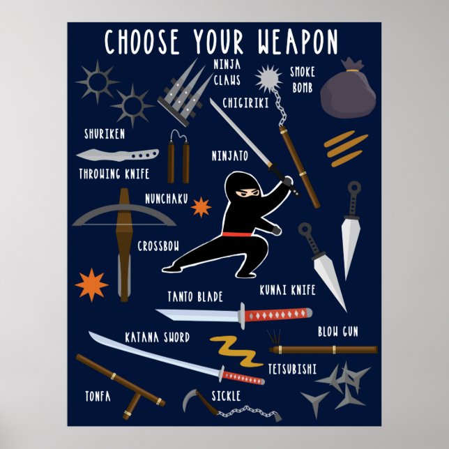 Ninja-vapen Pusselduk Canvastryck Poster (Framsidan)