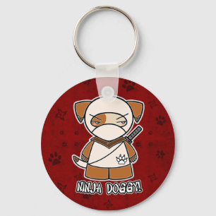 Ninja vovve! I röda Keychain Nyckelring