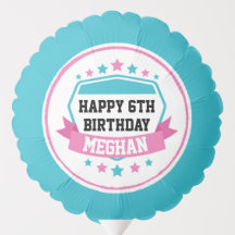 Ninja Warrior Birthday Teal Rosa Party Balloon