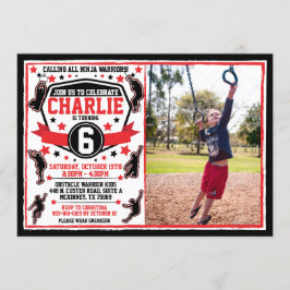 Ninja Warrior Boys Birthday Photo Inbjudningar