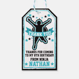 Ninja Warrior Boys Black and Teal Tack Märkre Presentetikett