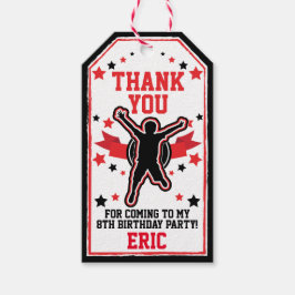 Ninja Warrior Boys Black & Red Birthday Presentetikett