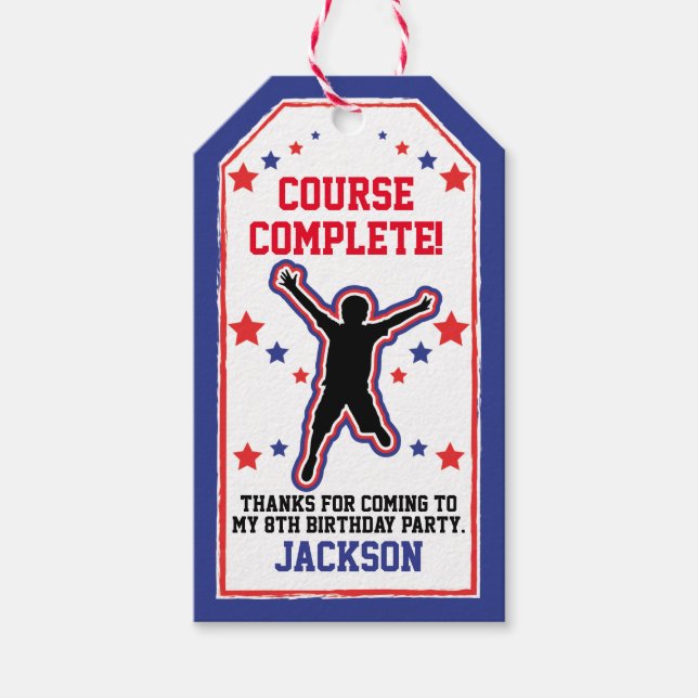 Ninja Warrior Boys Födelsedagsfest Course Complete Presentetikett (Framsidan)