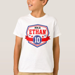 Ninja Warrior Boys Födelsedagsfest Namn & Age T Shirt