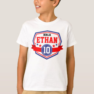 Ninja Warrior Boys Födelsedagsfest Namn & Age T Shirt