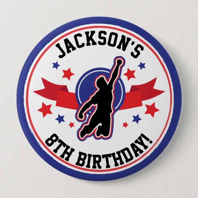 Ninja Warrior Boys Födelsedagsfest Namn Knapp (Framsida)