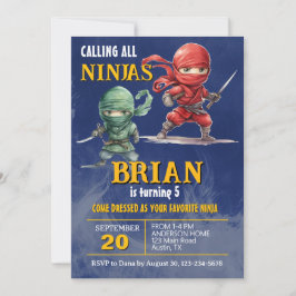 Ninja Warrior Födelsedagsfest Inbjudningar