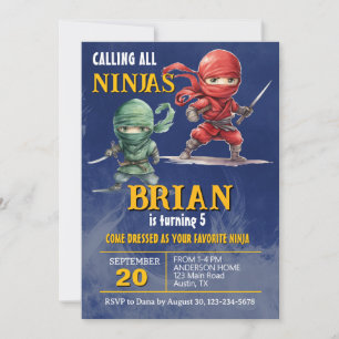 Ninja Warrior Födelsedagsfest Inbjudningar