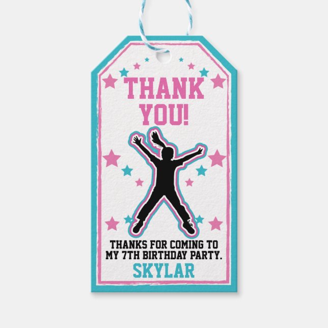 Ninja Warrior Girls Rosa & Teal Birthday Presentetikett (Framsidan)