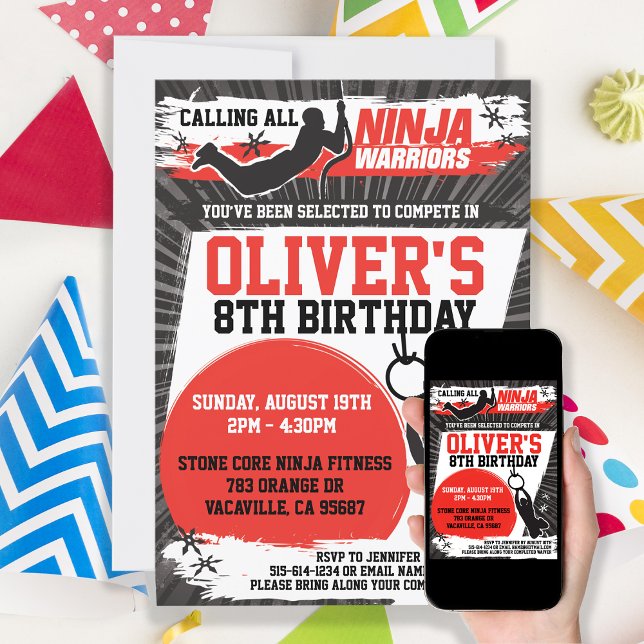 Ninja Warrior Karate Kid Födelsedagsfest Inbjudningar (Skapare uppladdad)