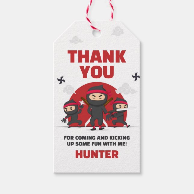 Ninja Warrior Karate Martial Arts Birthday Favor Presentetikett (Framsidan)