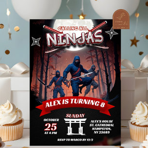 Ninja Warrior Kids Födelsedags Pojke Inbjudningar