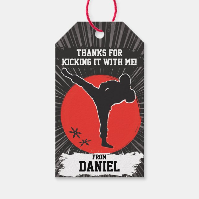 Ninja Warrior Martial Arts Födelsedagsfest Presentetikett (Framsidan)