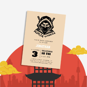 Ninja Warrior Ninja Mask Birthday Inbjudningar