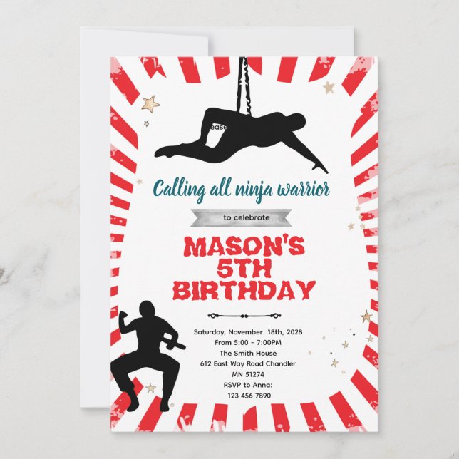 Ninja warrior party Invitation Inbjudningar (Framsida)