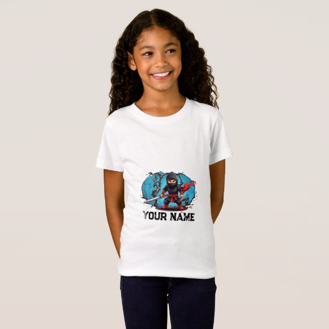 Ninja Warrior Tecknad T Shirt (Hel framsida)