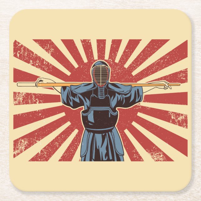 Ninja Warrior Underlägg Papper Kvadrat (Framsidan)