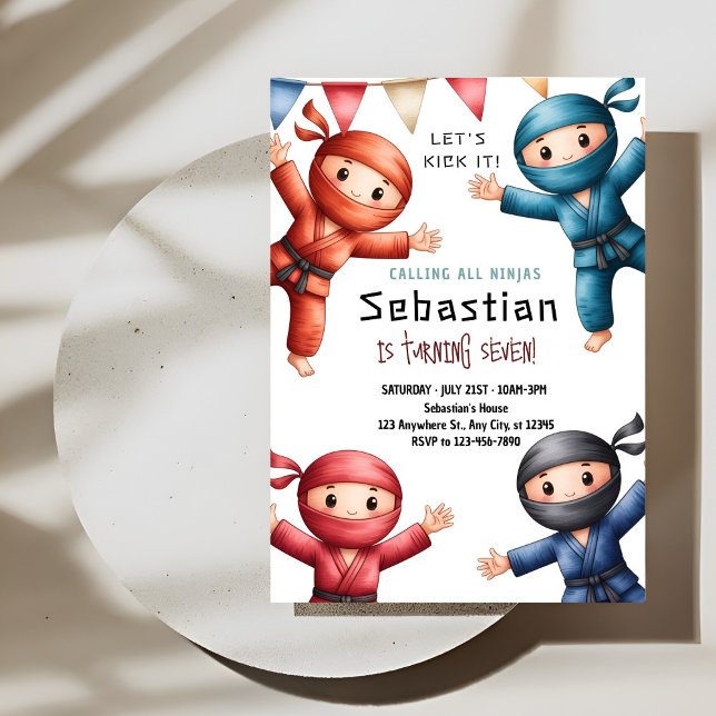 Ninja Warriors Karate Birthday Inbjudningar (Skapare uppladdad)