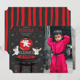 Ninja Warriors on Rooftop Birthday Photo Inbjudningar