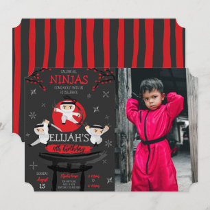 Ninja Warriors on Rooftop Birthday Photo Inbjudningar