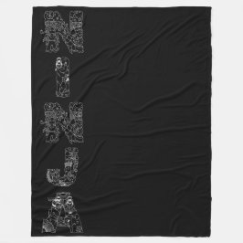 Ninja White Artsy Text på svart Fleecefilt