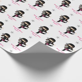 Ninja Wrapping Papper Girl Rosa Black Personlig Presentpapper