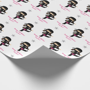 Ninja Wrapping Papper Girl Rosa Black Personlig Presentpapper