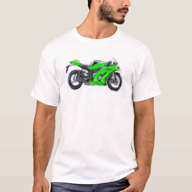 Ninja ZX 10R räcker målad konst borstar mallen T-shirt (Framsida)
