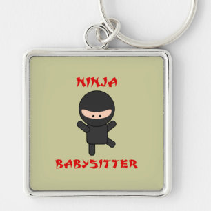 ninjababysitter fyrkantig silverfärgad nyckelring