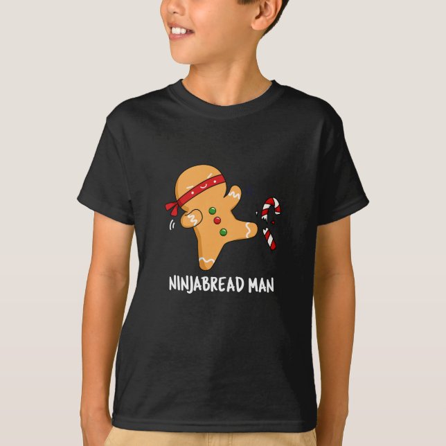 Ninjabread Man Funny Gingerbröd Pun Mörk BG T Shirt (Framsida)