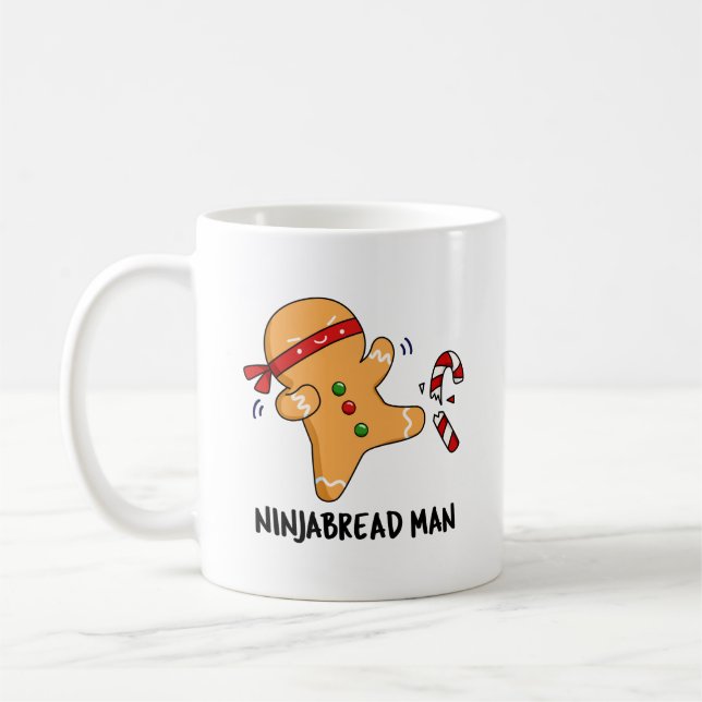 Ninjabread Man Funny Gingertea Pun Kaffemugg (Vänster)